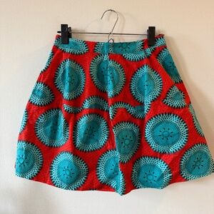 Yoana Baraschi batik ethnic print orange and blue skirt, size 6